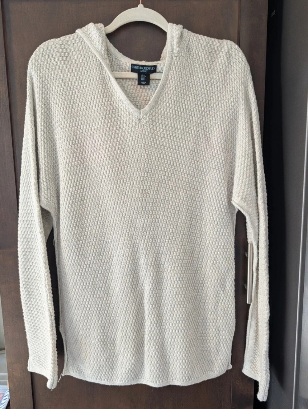 Cynthia Rowley Active V-Neck Hooded Knit Sweater